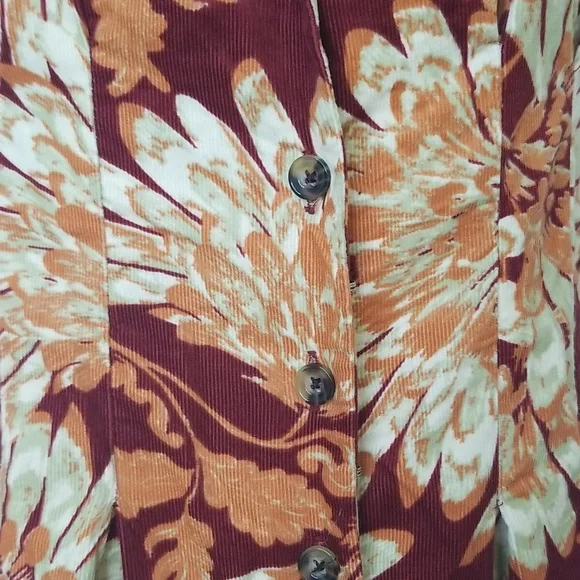 Free People Shasta Print Corduroy Shortsleeve Jumpsuit Floral Back Out Cutout - Picture 6 of 17